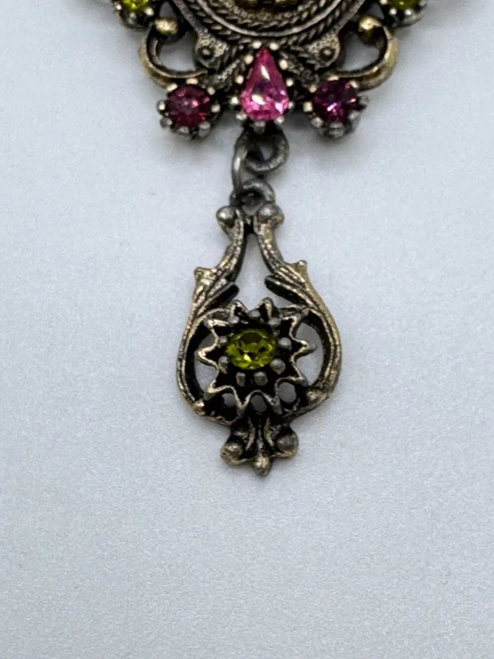 Sarah Coventry Contessa Pin Earring Set Foil Glass Faux Opal Rhinestone 1974